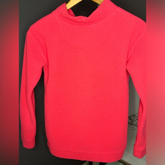 Vineyard Vines Fuzzy Fleece Mock Neck Pullover Girls L 14 Bright Pink - Picture 4 of 6
